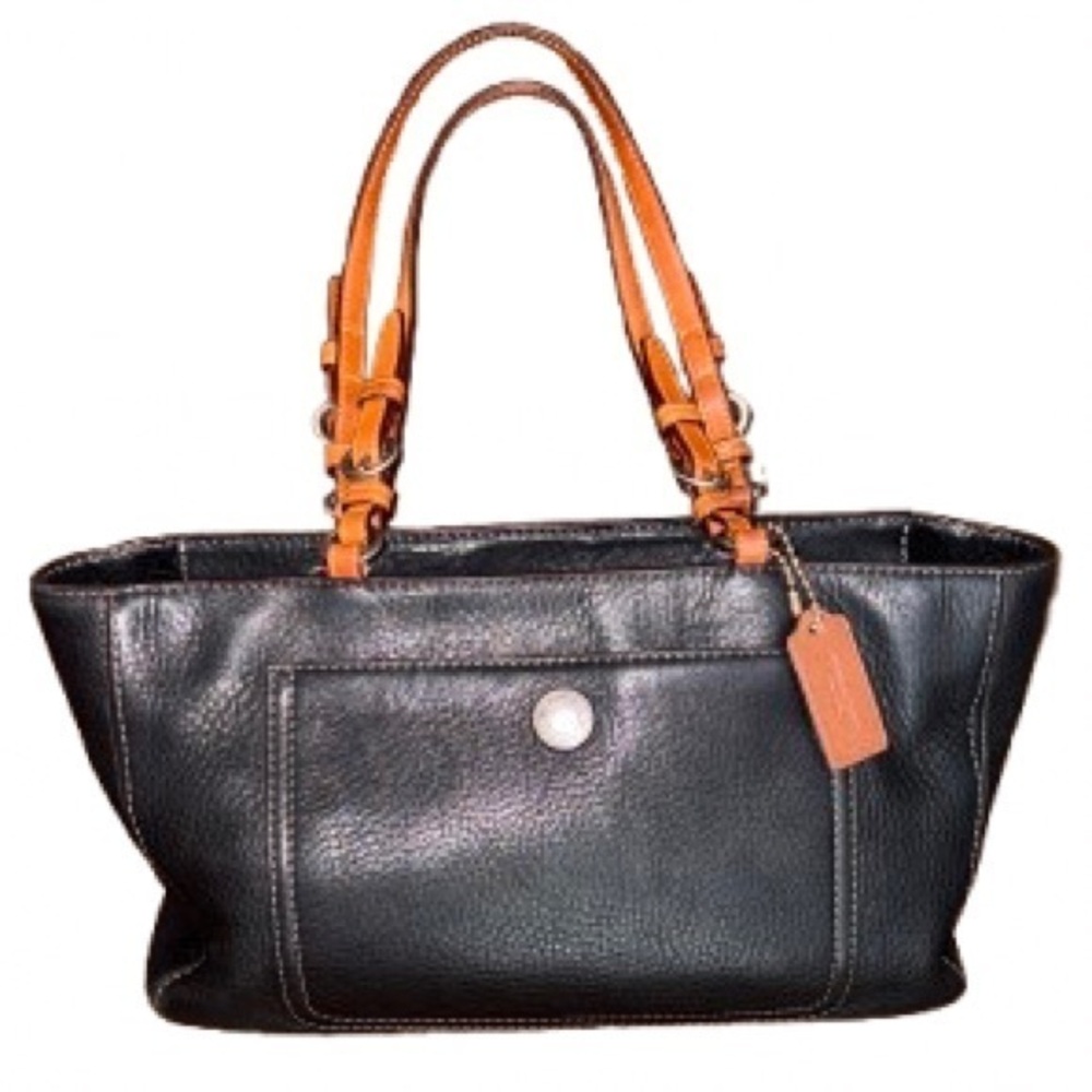 Coach Chelsea Black pebbled Leather satchel Bag D063-8E97